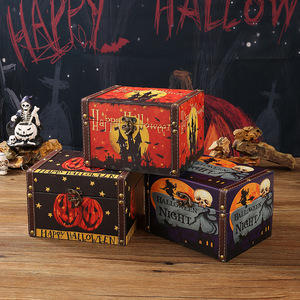Cajas de Almacenamiento de Madera para Halloween con Tapa Abatible, Organizadores Decorativos para el Hogar y Escritorio, Caja de Regalo para Dulces 2208C - Product Image 1