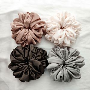 Chouchous en satin plissés, style esthétique décontracté français, vintage et élégants, en tissu doux de luxe, accessoires pour cheveux pour filles et femmes - Product Image 4