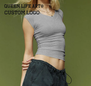 <span class=keywords><strong>Camiseta</strong></span> raglán de algodón con estampado de pantalla para bebé, <span class=keywords><strong>Camiseta</strong></span> ajustada con hombros descubiertos, <span class=keywords><strong>camiseta</strong></span> recortada, camisetas cortas ajustadas personalizadas, <span class=keywords><strong>camiseta</strong></span> para mujer - Product Image 4