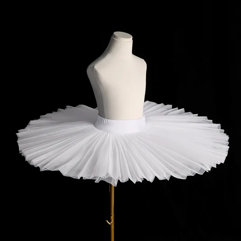 Tutú de Ballet de cisne blanco profesional para niñas, falda tutú plisada de baile de práctica infantil colorida