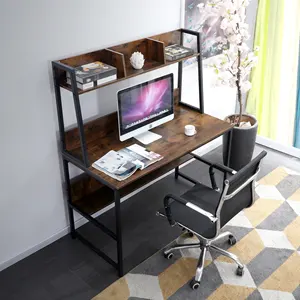 Yerden tasarruf sağlayan tasarım 47 inç ev ofis Modern çalışma masası masaüstü bilgisayar ile koltuk değneği ve kitaplık