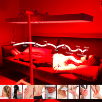 Appareil Infrarouge PDT Facial 1500W, 660nm 850nm, 4 Longueurs d'Onde, Panneau de Thérapie par Lumière Rouge Corps Entier Portable avec Support