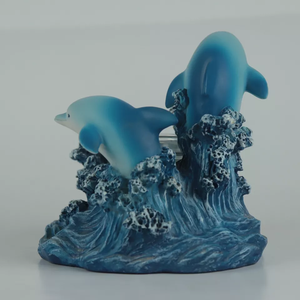 Chinese Factory <strong>Dolphins</strong> on Waves Resin Votive <strong>Candle</strong> <strong>Holder</strong> Matching Trinket Ocean Style <strong>Candle</strong> Stick Tealight Blue Home Decor - Product Image 3