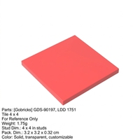 Gobricks Vente en gros de blocs de construction personnalisés OEM MOC, accessoires GDS-90197, vente en gros de pièces de blocs de construction, tuile 4 x 4 1751 927566