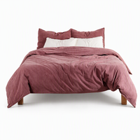 Parure de lit bohème en coton délavé, housse de couette ton terre cramoisie, literie bohème, tailles King et Queen, vente en gros OEM