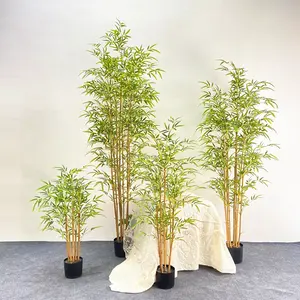 Realista 90-210cm Planta de bambú artificial Palo natural Planta de hoja de bambú artificial Planta artificial