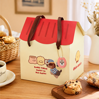 Boîte cadeau en carton en forme de maison de dessin animé mignonne pour biscuits, pâtisseries, anniversaires, fêtes, emballage portable, vente en gros