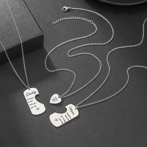 Ensemble de colliers parent-enfant en acier inoxydable, bijoux en forme de cœur pour la famille, pour un usage quotidien, unisexe - Product Image 3