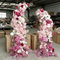Ensemble d'arche de fleurs artificielles en corne blanche rose 5D de luxe pour la décoration de scène de mariage