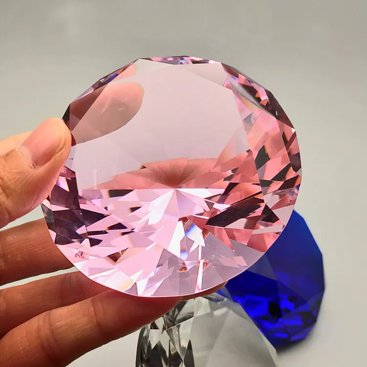 Custom Colorful Custom 30MM 40MM 50MM 80MM Engraved Glass Gem Cut Paper Weight Crystal Glass Diamond Paperweight