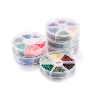 DIY Seed <b>Bead</b> <b>Set</b> 2mm Glass Round <b>Beads</b> 6 Section Storage Case Jewelry Making Accessories Bracelet Necklace Crafting Supplies - Product Image 1