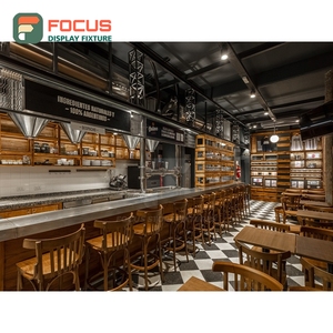 Premium Coffee Merchandise Display Rack Matte <b>Wood</b> Finish Retail Product Zone Bakery Cafe Display Rack - Product Image 3