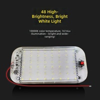 Plafonnier intérieur de voiture 48 LED, 12-85V, large plage de tension, pour camion, fourgonnette, camping-car, avec interrupteur, blanc 10000K, 150*75mm