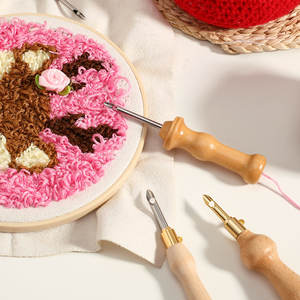 Juego de <span class=keywords><strong>Enhebrador</strong></span> de Fieltro con Aguja de Perforación Mágica, Mango de Madera, Alfombra, Hilo, Aguja, Bordado, Herramientas de Bricolaje - Product Image 3