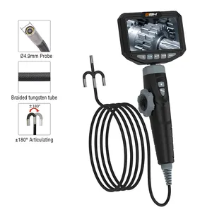 2-Way eklemli dijital endüstriyel Borescope, araba Video endoskop, kapsam kamera 5.0 "IPS ekran, su geçirmez esnek prob