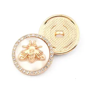 Vente directe en usine d'abeilles personnalisées de haute qualité avec diamants boutons cousus à la main en métal doré vente en gros