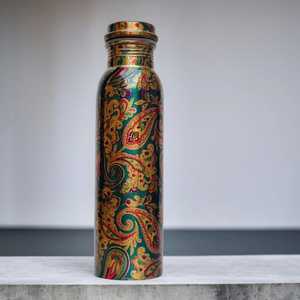 Bouteille d'eau en cuivre brun de haute qualité, finition mate, 1 L, écologique, compatible eau bouillante - Product Image 1