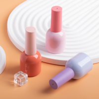 Flacon de vernis à ongles en verre rond de 15 ml, couleur bonbon, finition mate, emballage vide pour huile à cuticules avec bouchon