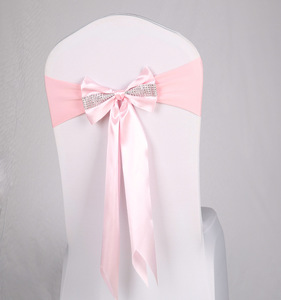 Fiocco Elastico per Schienale Sedia Senza Nodi in Raso con Fibbia in Strass, Decorazione per Schienale Sedia per Matrimoni, Feste, Hotel, Banchetti - Product Image 4