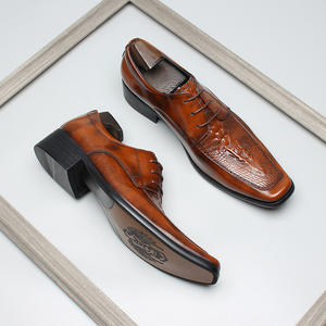 Zapatos de cuero británicos de nuevo estilo - zapatos formales de negocios con cordones y punta en pico de piel de vacuno para hombre - zapatos de hombre modernos - Product Image 6