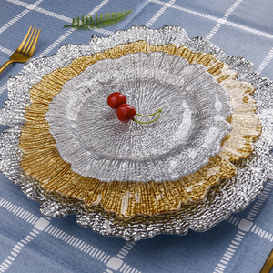 Plaque de chargeur en verre transparent pour dîner et mariage, décorations rondes violettes et colorées de 13 pouces, réception, fête, pièces - Product Image 6
