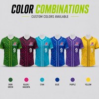 Jersey Baseball Custom Grosir Motif Garis Bergelombang Cepat Kering Bernapas Kancing Depan Poliester Sublimasi Seragam Tim Atasan