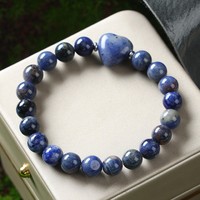 Bracelet réglable en pierre naturelle d'agate, perles rondes de 8 mm, forme de cœur, cadeau unisexe, bijoux tendance