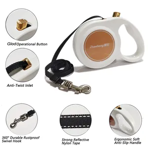 Üretici lüks yüksek kaliteli geri çekilebilir köpek tasma altın dayanıklı taktik tractable köpek kurşun eğitim tasma - Product Image 1