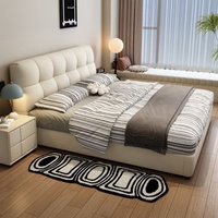 Lit de rangement en cuir noir capitonné avec tiroirs, sommier à lattes en bois massif, lit King/Queen, meuble gain de place pour chambre à coucher
