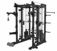 PROCIRCLE SQ7005 Machine Smith double fonction pliable en acier inoxydable avec système de câbles et support de barre réglable pour entraînement de rame et de lunge