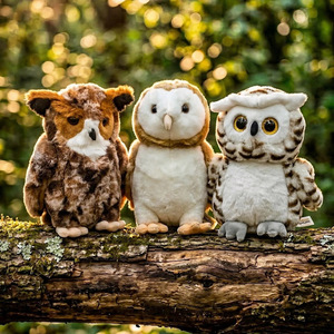 Peluche réaliste Hibou de grange et Hibou à longues oreilles avec rembourrage en coton PP, coussin éducatif à câliner pour les 14 ans et plus, unisexe - Product Image 1