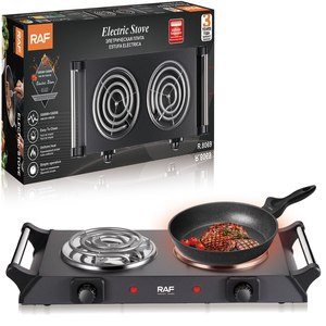 Estufa Eléctrica RAF de Doble Placa Caliente de 2000w, Potencia de Fuego Uniforme, Diseño Fácil de Limpiar para Cocinar en Casa - Product Image 1