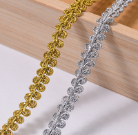 Eco-Friendly 0.9cm Wide Polyester Braided Metallic Yarn Lace Trim Embroidered Sequin Decoration Sewing Crafts Clothing