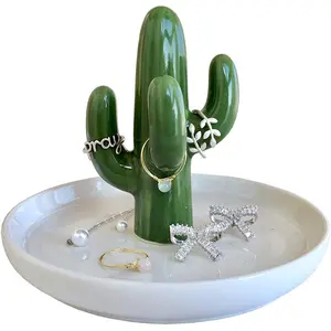 Cactus Ring Houder Schotel Voor Sieraden, Keramische Succulent Ring Houders Organizer Display Voor Home Decor
