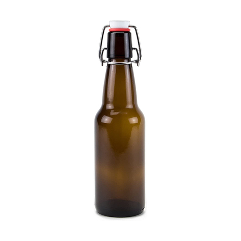Hot Sale Glass Beer Bottles 11 oz Dark Amber Single Pack Airtight Seal With Swing Top Flip Top Stoppers