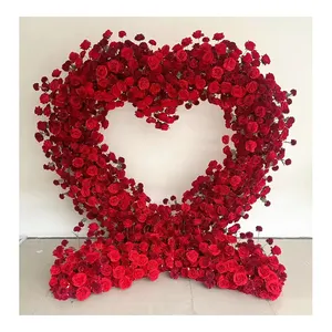 Decorazione di nozze a forma di cuore rosso bianco rosa fiore arco Stand fiori supporto artificiale sfondo per la decorazione di nozze
