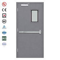 Porte coupe-feu UL en acier creux, 90 minutes, pour bâtiments industriels, avec barre anti-panique et ferme-porte automatique