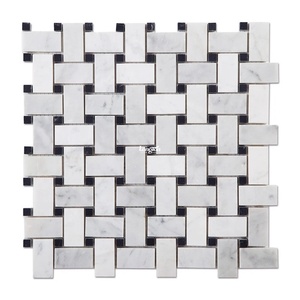Carrara White Mix Black Basketweave Art Mármol Mosaico Azulejo Edificio de oficinas <span class=keywords><strong>Piso</strong></span> de apartamento Mármol blanco - Product Image 6