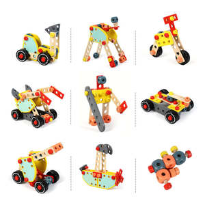 Table à outils de grue mécanique en bois, jouet d'établi, assemblage éducatif précoce, jouets en hêtre pour enfants - Product Image 4