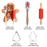 Kit d'ustensiles de pâtisserie de Noël résistants pour la maison : pince alimentaire en silicone, moule à biscuits, spatule à crème, racloir à gâteau – 4 pièces durables