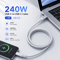 Nouveau câble USB-C vers USB-C 240W 2026, charge rapide PD 48V 5A, USB 2.0, tressé en nylon, câble de charge et de données Type-C, OEM ODM