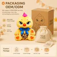 Boneka Plush Kustom Langsung dari Pabrik - Ayam Kuning dengan Pita Biru - Bordir, Penghilang Stres Ulang Tahun, Kain Super Lembut, Isi Kapas PP
