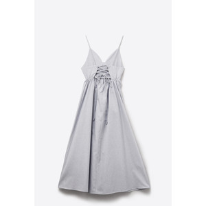 Robe longue bleue à rayures avec bretelles et dos croisé - Product Image 1