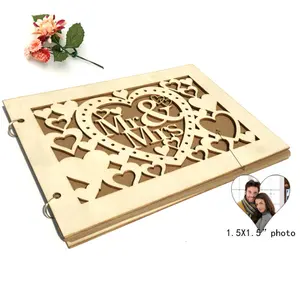 Wooden Mr. and Mrs. photo frame wedding guest sign in book