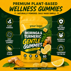 Gummies ODM Bien-être Quotidien Énergie Naturelle Mélange Botanique Végétal Saveur Citron Feuille de Moringa Racine de Curcuma - Product Image 2
