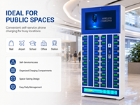 Borne de recharge intelligente 40 portes avec affichage publicitaire, station de recharge sécurisée en libre-service, certifiée CE, résistante aux intempéries pour centres commerciaux