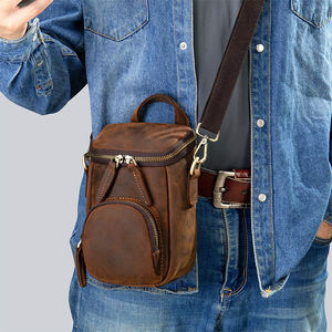 กระเป๋าหนังวัวแท้ AndoBag รุ่น Crazy Horse สไตล์เรโทร สะพายไหล่แบบครอสบอดี้สำหรับผู้ชาย กระเป๋าสะพายข้างแบบมีซิปคู่ กระเป๋าถือทำงานหนังวัวแท้ รุ่น 1386 - Product Image 2