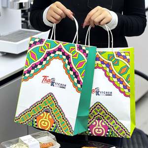 Bolsas de Transporte para Café para Llevar, Personalizadas, Desechables, Ecológicas, de Papel Kraft, para Comida Rápida Tailandesa - Product Image 4