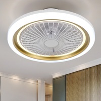 Ventilateur de plafond décoratif moderne à faible bruit pour chambre à coucher avec 5 pales, moteur DC, télécommande et lumières LED à intensité variable