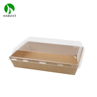 Boîtes à lunch de restauration rapide en papier kraft brun jetable à emporter pour restaurant avec couvercle anti-buée